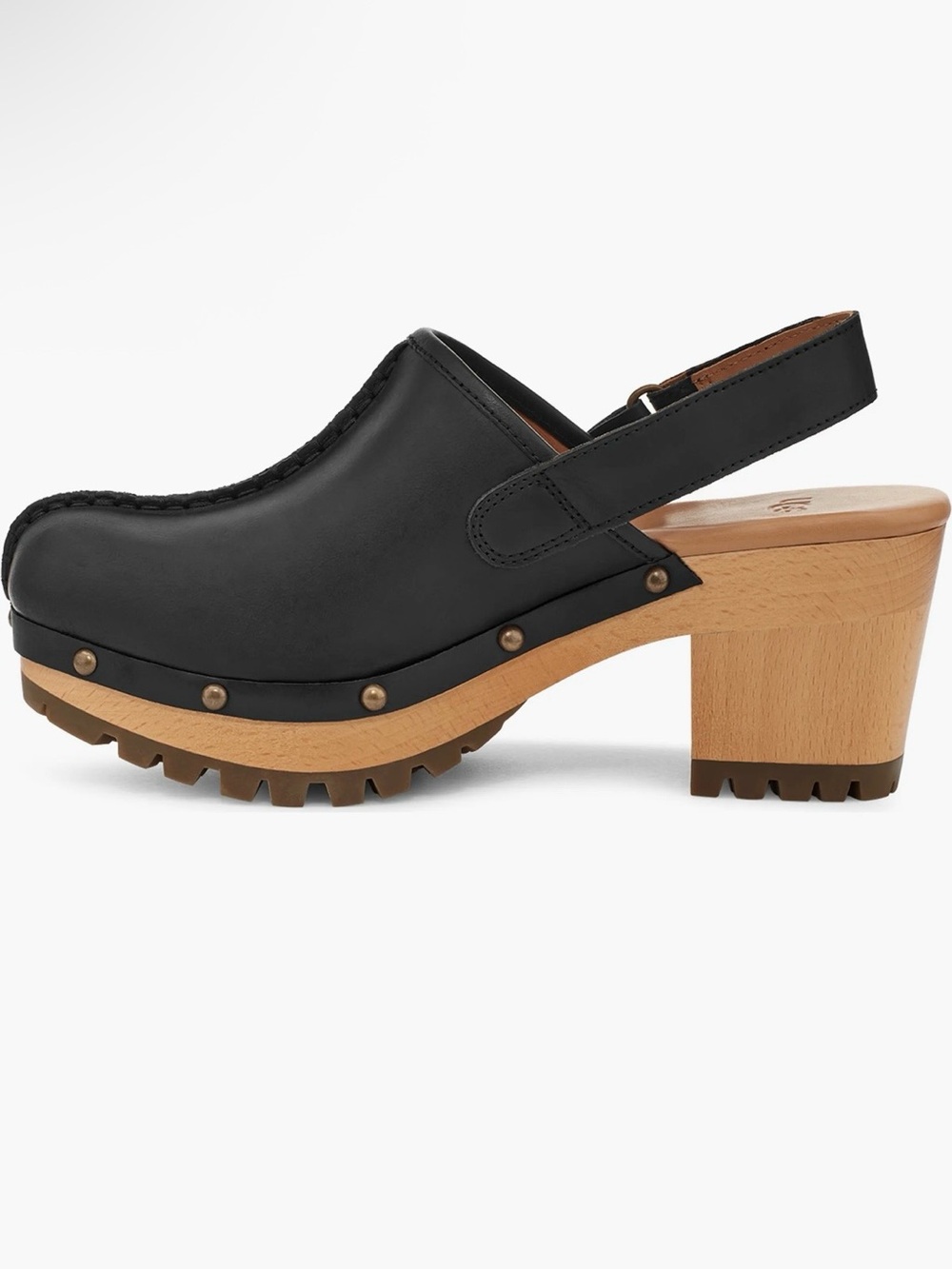 NWOT UGG Black Leather Studded Clog Slingback - Picture 3 of 5